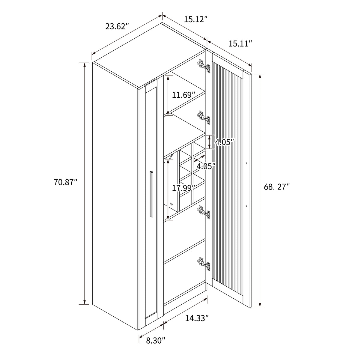 71" Slim Kitchen Pantry Cabinet w/ Clear Door & Pull-Out Shelf | Multifunctional