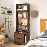 5-Tier Tall Nightstand with 2 Drawers for Bedroom, Home Office | Bookshelf
