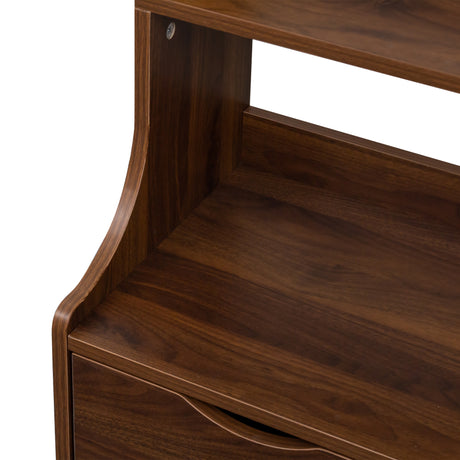 5-Tier Tall Nightstand with 2 Drawers for Bedroom, Home Office | Bookshelf