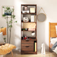 5-Tier Tall Nightstand with 2 Drawers for Bedroom, Home Office | Bookshelf