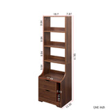 5-Tier Tall Nightstand with 2 Drawers for Bedroom, Home Office | Bookshelf