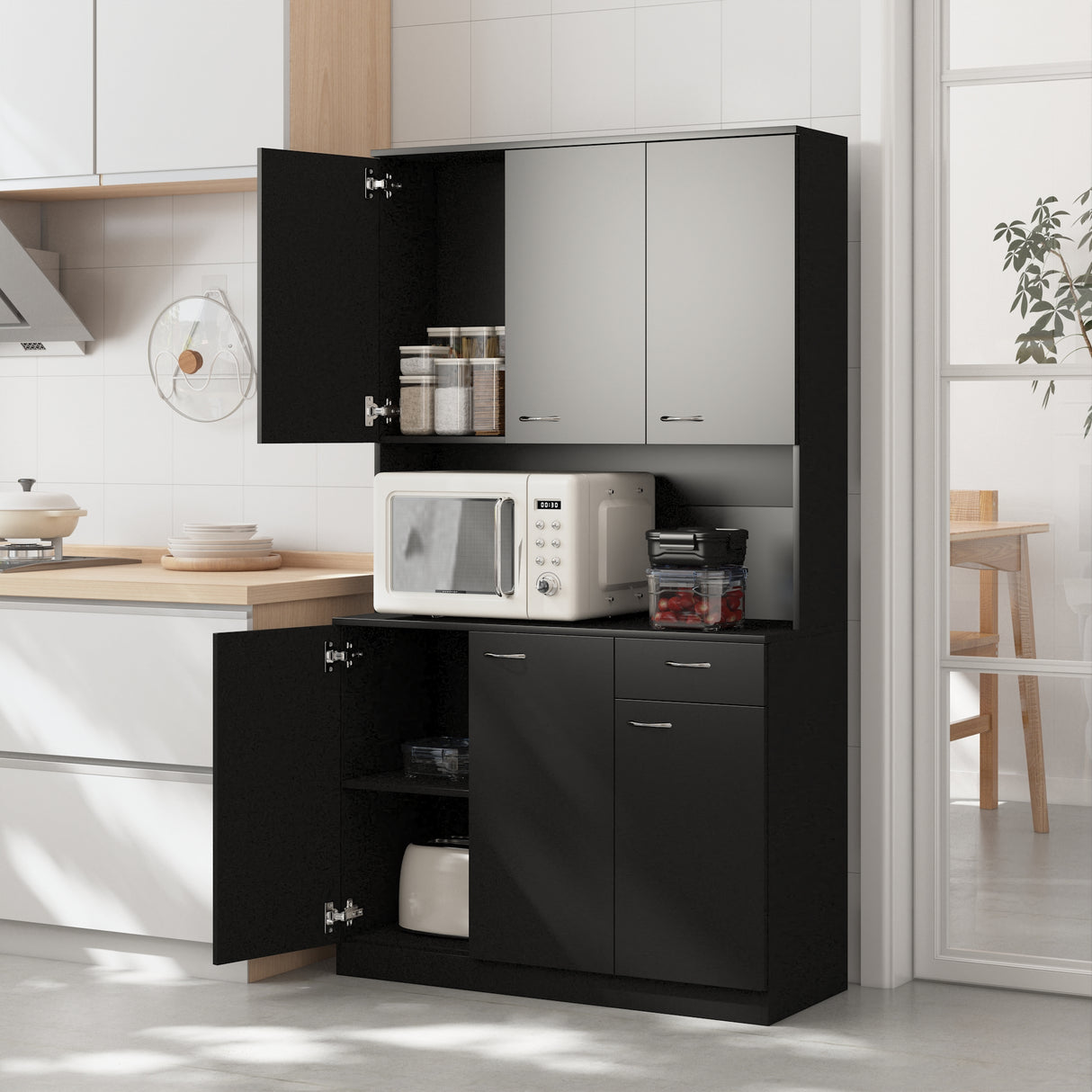 71" Tall Storage Cabinet for Kitchen, Living Room, Office | Kitchen Pantry