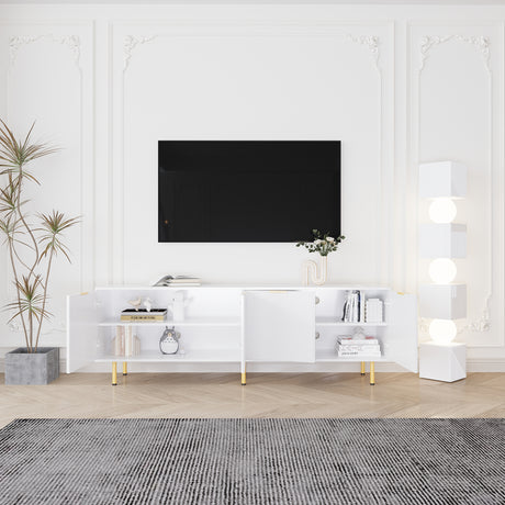 71" TV Stand w/ Storage Cabinet & Adjustable Shelves | Modern Credenza