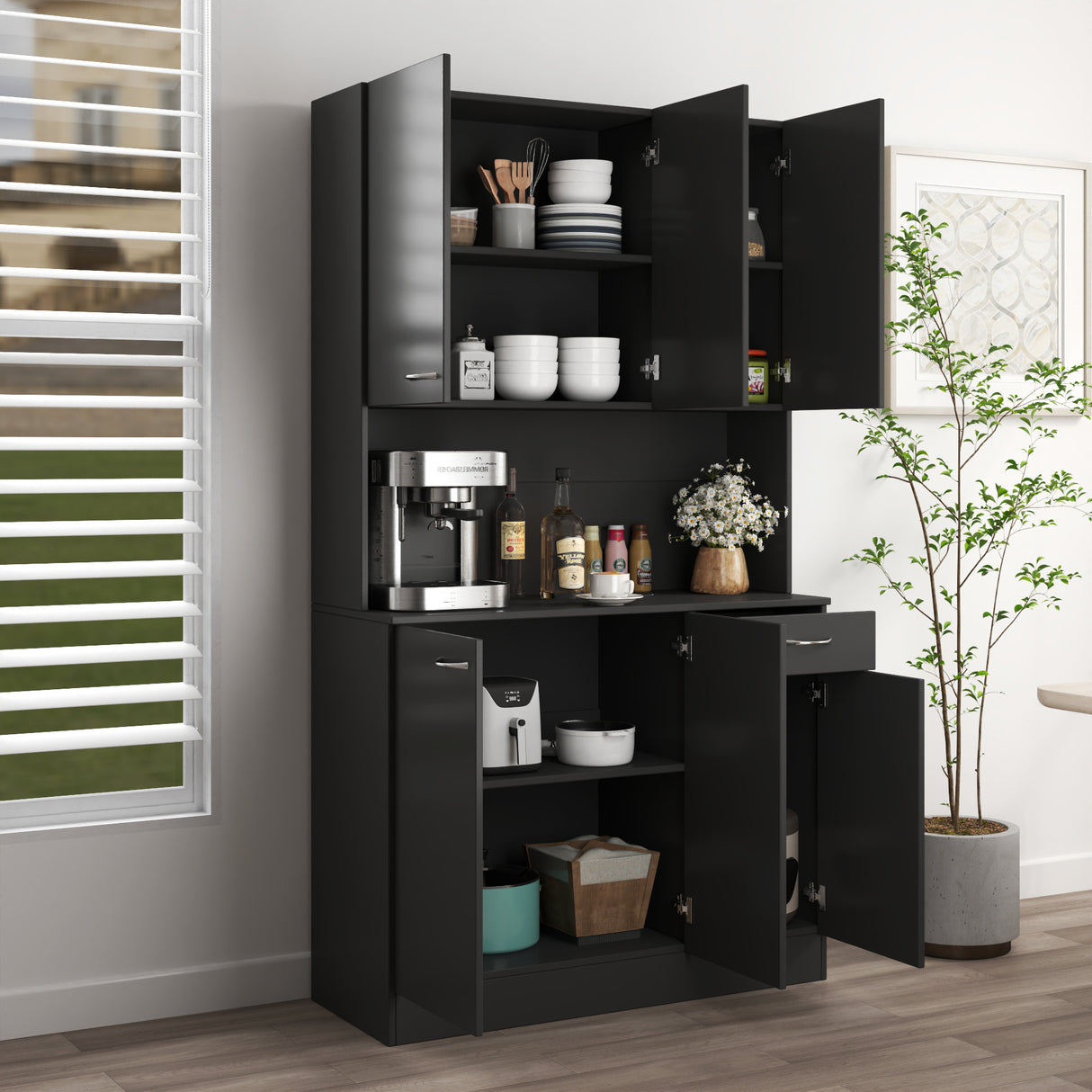 71" Tall Storage Cabinet for Kitchen, Living Room, Office | Kitchen Pantry