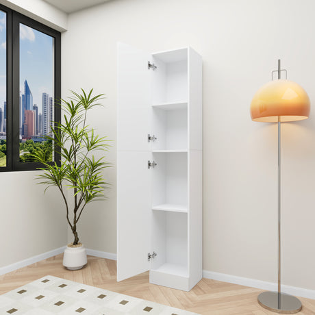 75" Tall Storage Cabinet with Doors & 4 Tiers | Narrow Cabinet