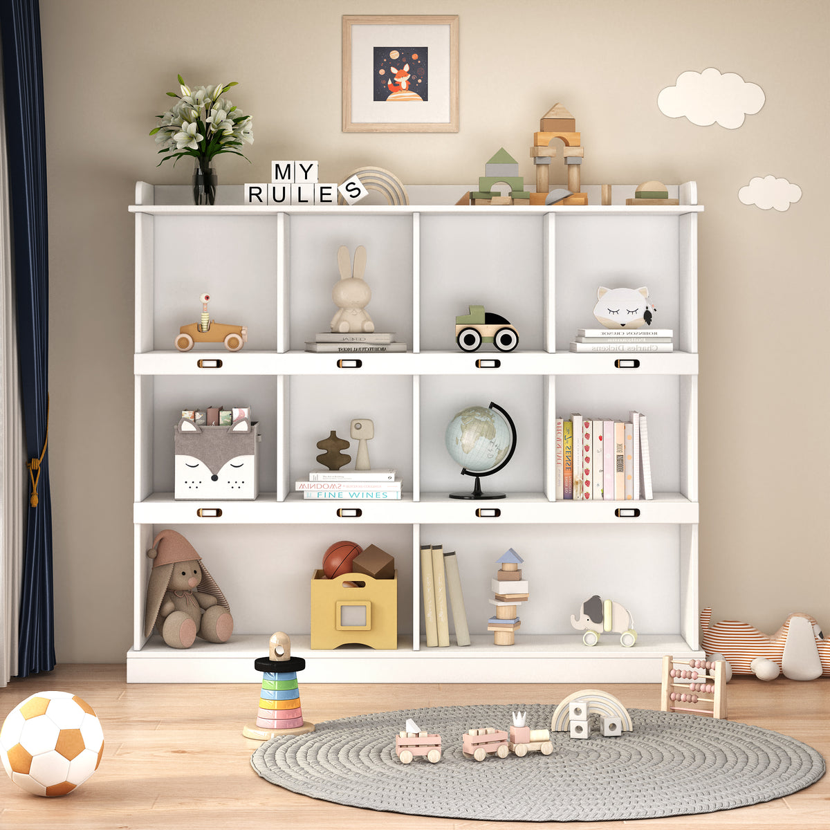 Bookcase w/ 10 Cubby Holes for Storage and Display | 47" Tall