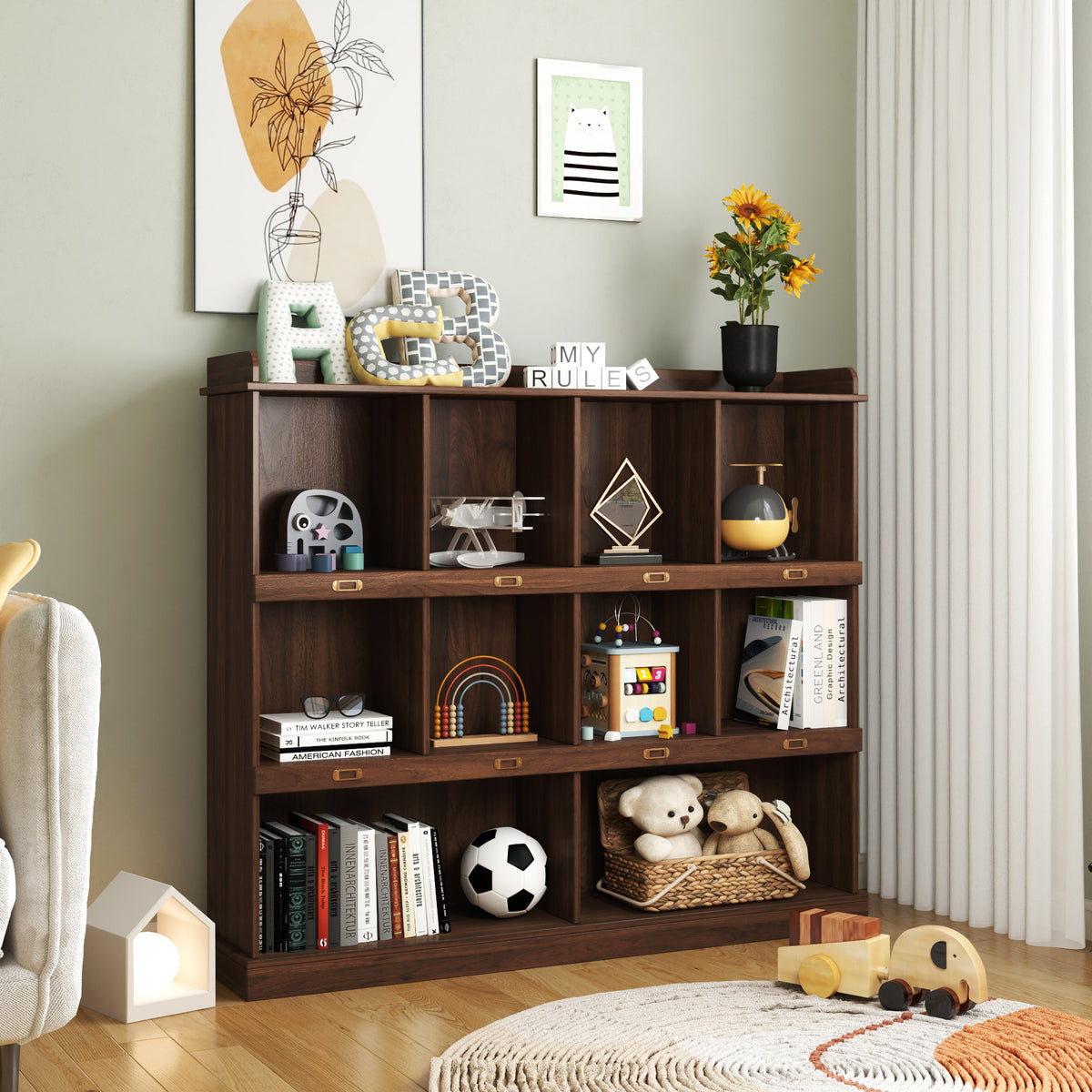 Bookcase w/ 10 Cubby Holes for Storage and Display | 47" Tall