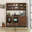 63" W Large Kitchen Cabinet with Hutch, 4 Doors, 4 Drawers & Microwave Shelf